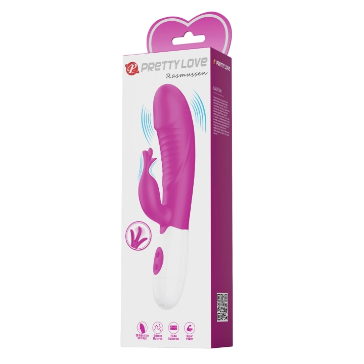 Wibrator króliczek Pretty Love Rasmussen Pink, 30 trybów, zasilanie bateryjne