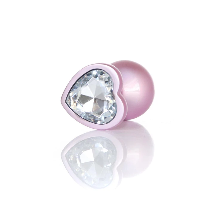 Zatyczka analna Pearl Pink Heart PLUG - Stal nierdzewna, 8 cm, 3,2 cm średnicy