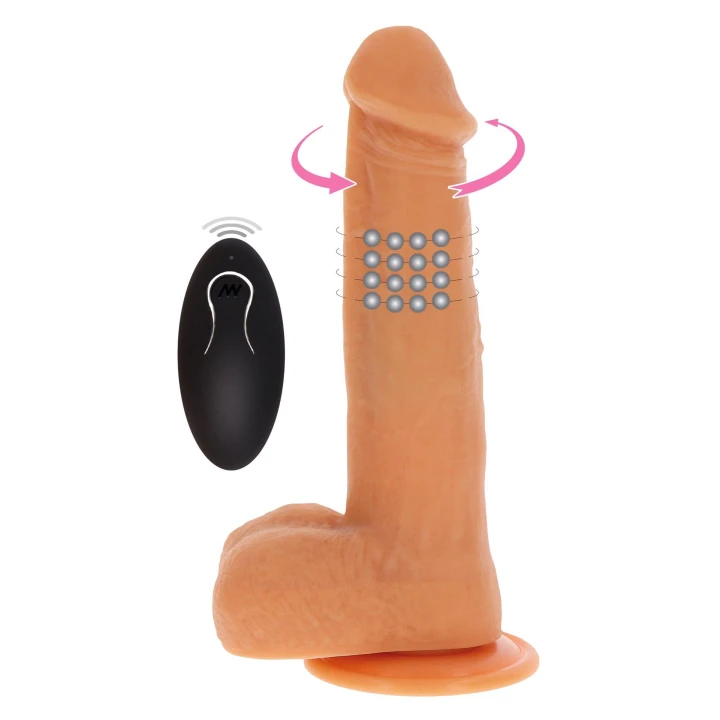 Dildo obrotowy TOYJOY, silikonowy, wibracyjny, z podstawą przyssawkową, 21 cm