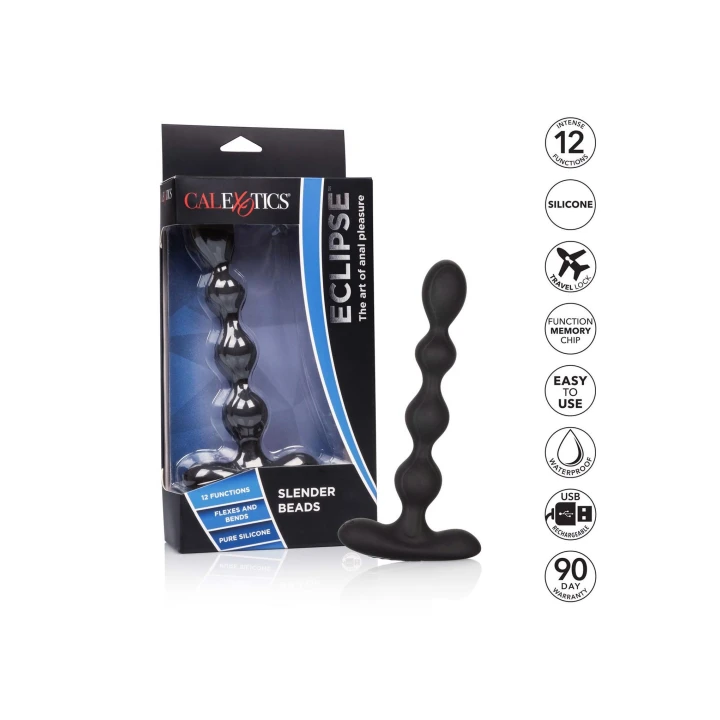 Sonda analna Eclipse ™ Slender - silikonowa, wodoodporna, 12 funkcji wibracji