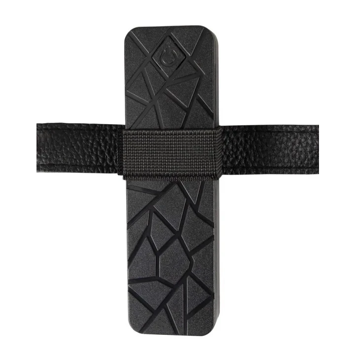 Wibrator strap-on z podwójnym stymulatorem, regulowany pas, 10 trybów wibracji