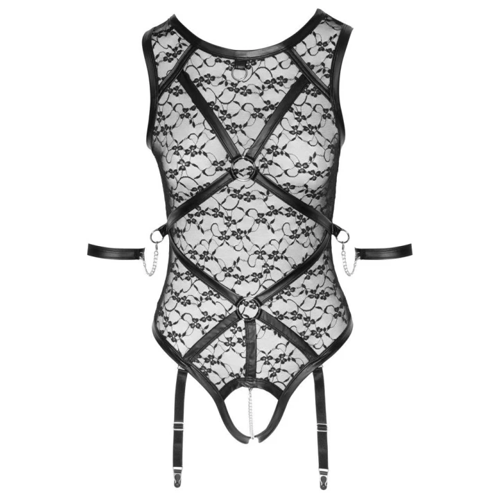 Body COTTELLI LINGERIE z koronką, regulowanymi paskami i otwartym kroczem