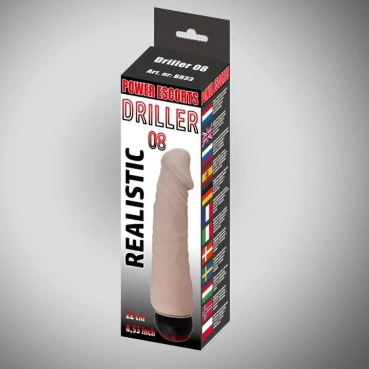 Dildo Driller 08, realistyczny, 22 cm, mocne wibracje z regulacją prędkości