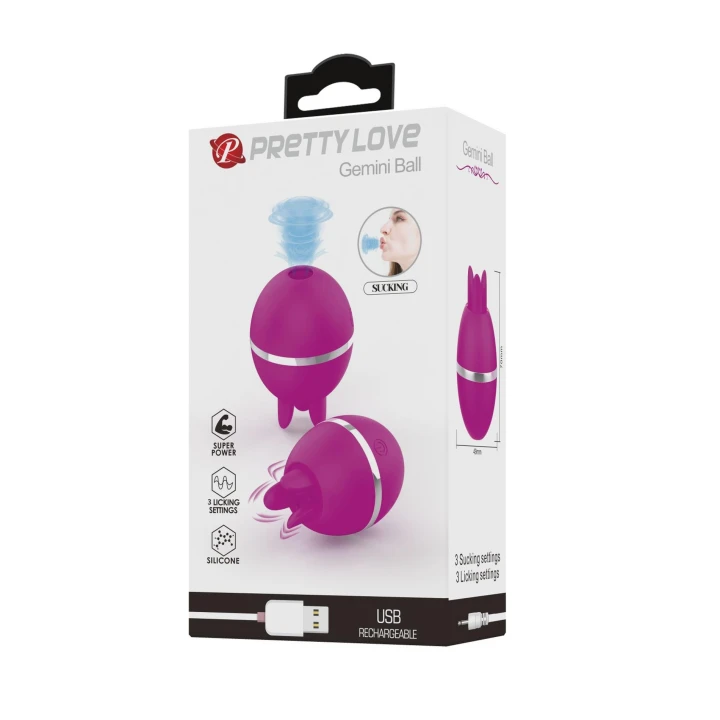 Wibrator silikonowy PRETTY LOVE Gemini z funkcją pulsacji, USB, 3 tryby stymulacji