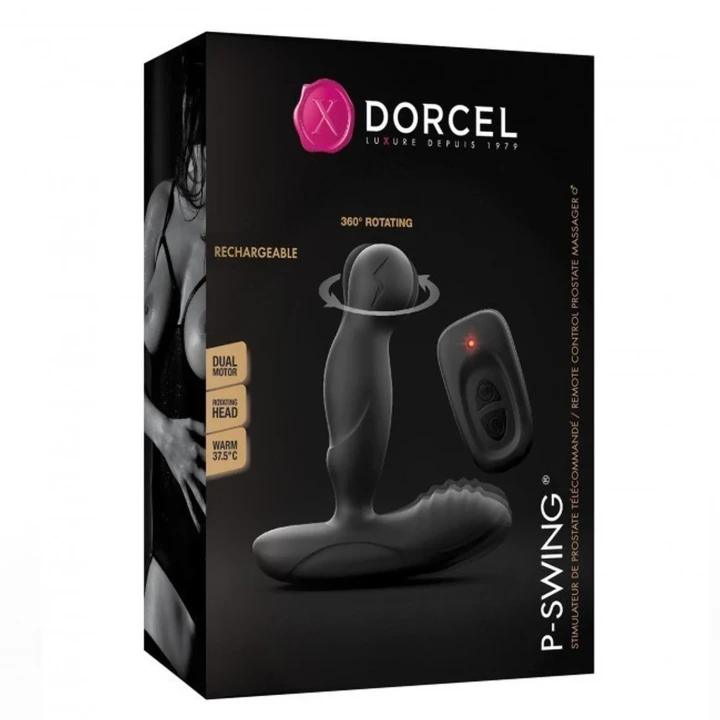 Masażer prostaty Dorcel P-SWING z 360° rotacją, 16 programami wibracji, funkcją grzania