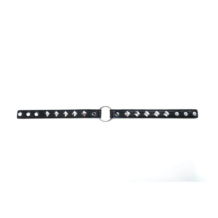 Obroża regulowana z eco-skóry PU i metalu, uniwersalna do bondage