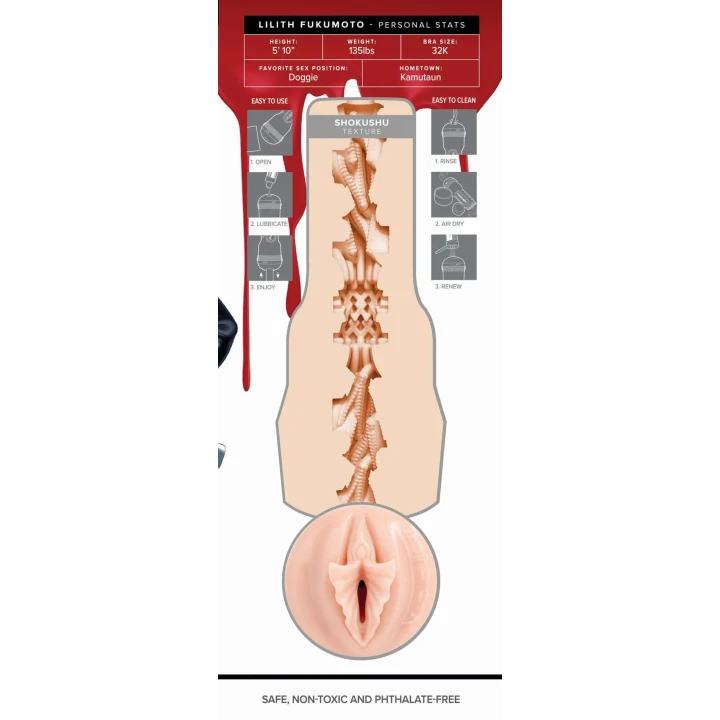 Sleeve masturbator Fleshlight Lilith Fukumoto – Shokushu, silikon 80%/ABS 20%