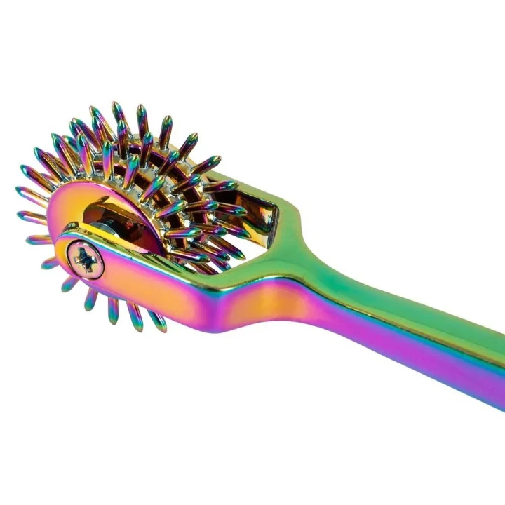 Wiatraczek erotyczny Rainbow Triple Pinwheel, metalowy, 3 obręcze, 18,5 cm długości