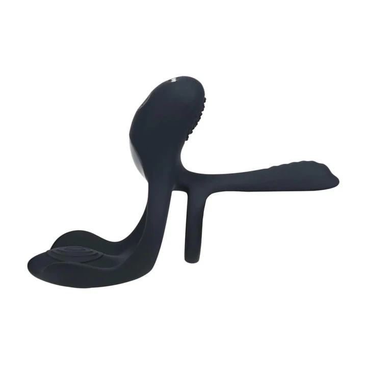 Podwójny pierścień erekcyjny z wibracją - potrójna stymulacja, silikon, wodoodporny