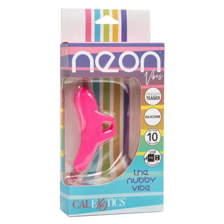 Masażer na palec Neon Vibes Nubby Vibe, silikonowy, wodoodporny IPX7, 10 funkcji
