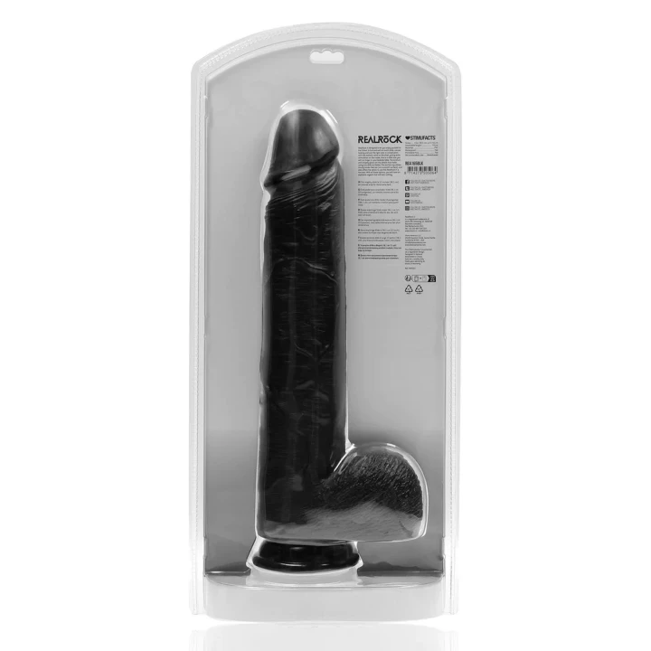 Dildo RealRock - Extra Large, 33 cm długości, 7,6 cm średnicy, czarny