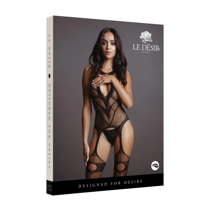 Bodystocking LE DESIRE z wycięciem keyhole, rozmiar S–XL, nylon/spandeks