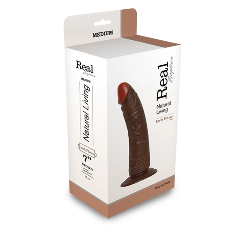Dildo Real Rapture 7" brązowy, PVC, elastyczny, hipoalergiczny, realistyczne żyły