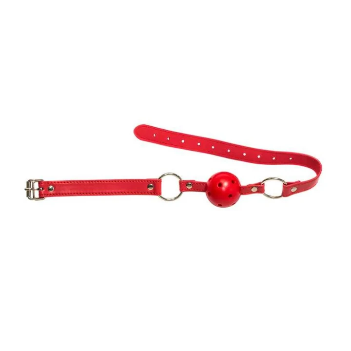 Knebel BDSM - Firecracker, długość 63 cm, uniwersalny, czerwona kulka 4,5 cm