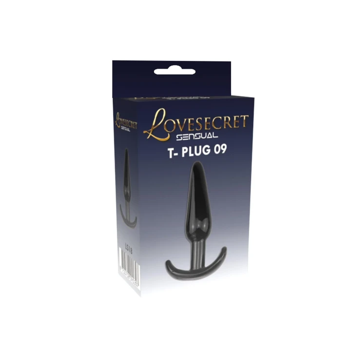 Korek analny Lovesecret LS18 T-Plug 09, 12,3 cm, elastyczny TPE, stylowy czarny