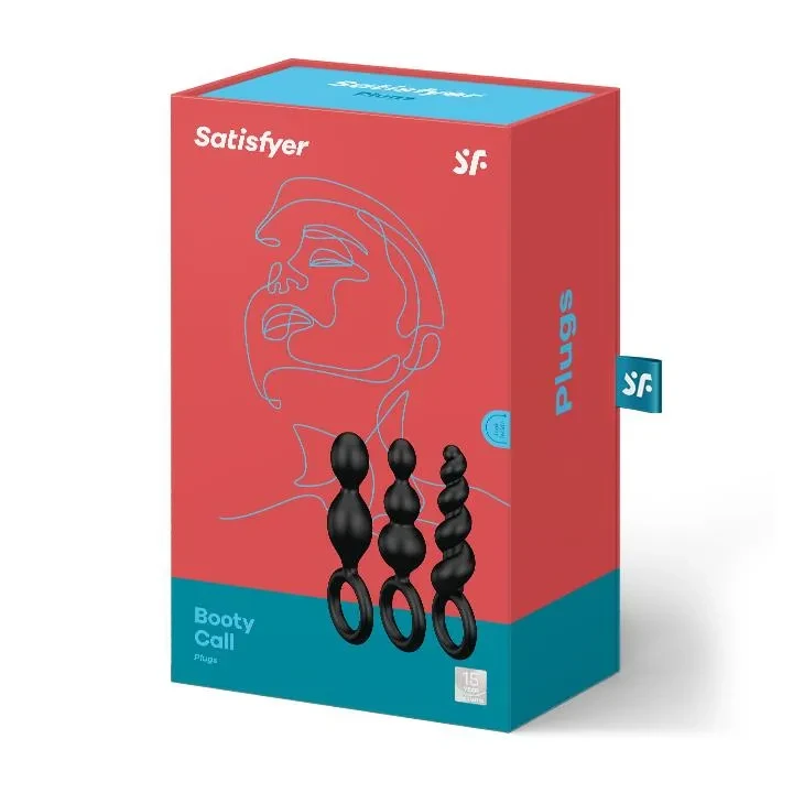 Korki analne - Satisfyer Booty Call, 3 różne struktury, wodoodporne, silikonowe