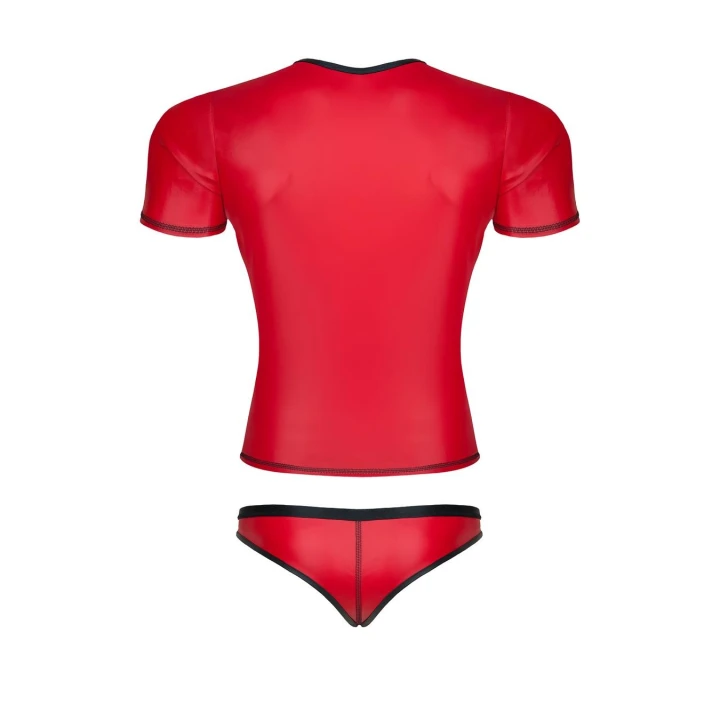 Komplet wetlook męski REGNES FETISH PLANET, t-shirt w serek, figi brazylijskie