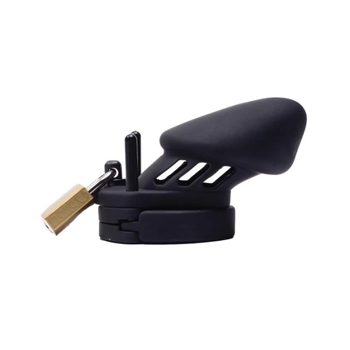 Klatka na penisa Silicone Cock Cage – Fantasy Fetish, silikon, metalowy zamek, 4 pierścienie