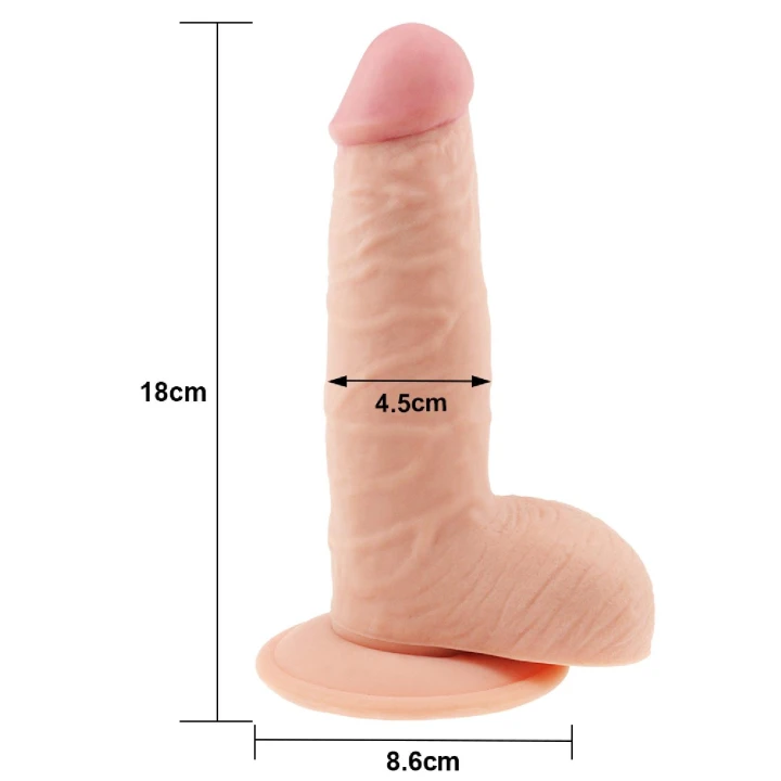 Dildo Love Toy Ultra Soft Dude 18 cm, Miękka Cyber Skóra, Przyssawka