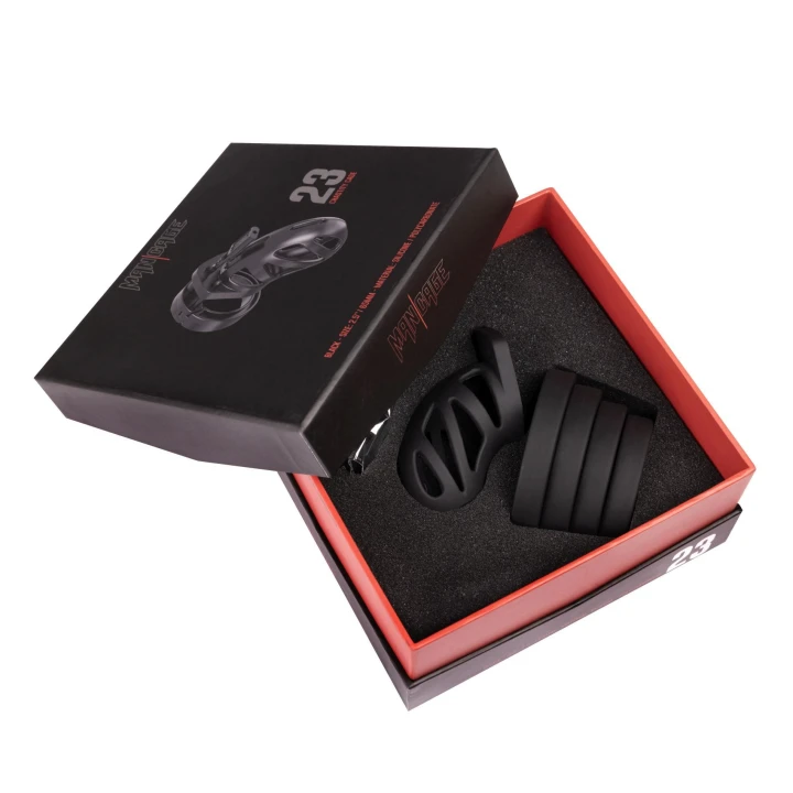 Klatka na penisa - Mancage Model 23 - Medyczny silikon, xxx cm, regulowane pierścienie