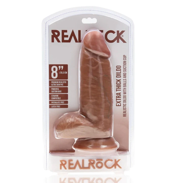 Dildo RealRock, 20,3 cm, Extra Gruby, PVC, Przyssawka