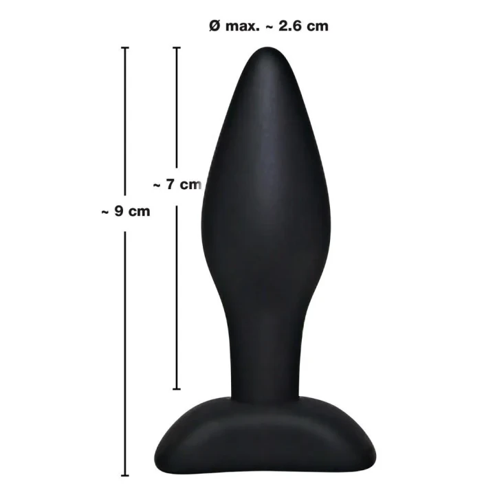 Korek analny silikonowy, seryjny Black Velvets, długość 9 cm, średnica 1-2,6 cm.