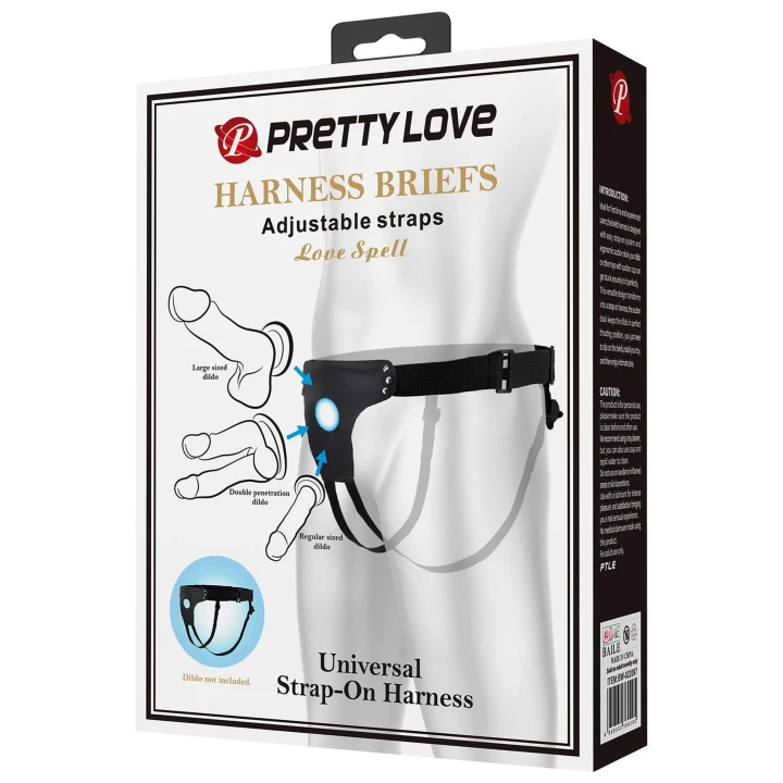 Uprząż strap-on PRETTY LOVE - Regulowane paski, Materiał PU/ABS/Metal/Nylon