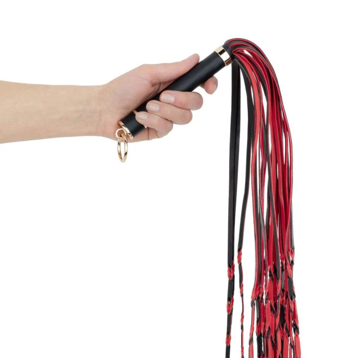 Flogger BDSM - Fetish Collection, 64 cm, ekoskóra, czarno-czerwony, solidna rączka