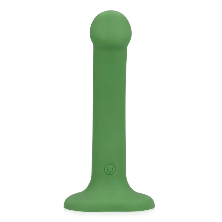 Wibrujące dildo Loveline - silikonowe, 16,5 cm, małe, zielone