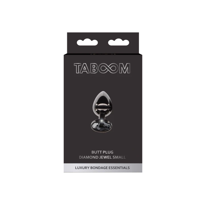 Zatyczka analna TABOOM S, Aluminium, czarny akrylowy diament, 7.2 cm długości