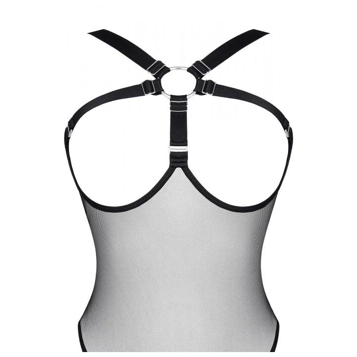 Body DEMONIQ Kolekcja Lady X Mayte XL, elastyczna siateczka, regulowane gumki, kolor czarny