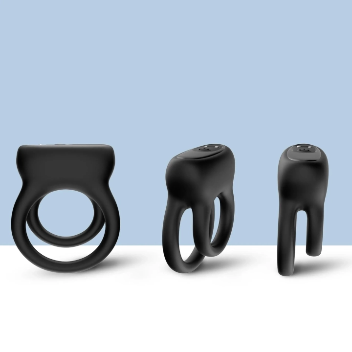 Pierścień wibracyjny Dualo Black, 9 funkcji, silikonowy, wodoodporny, USB