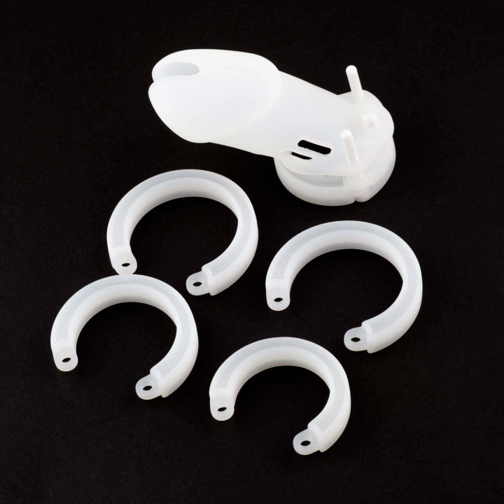 Klatka na penisa Silicone Control – zestaw 5 pierścieni, długość 7 cm, wymienne kołki