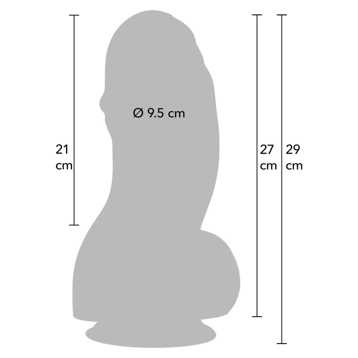 Dildo PVC INFERNO Fat Boys 27 cm, średnica 9,5 cm, przyssawka, bezpieczny dla ciała