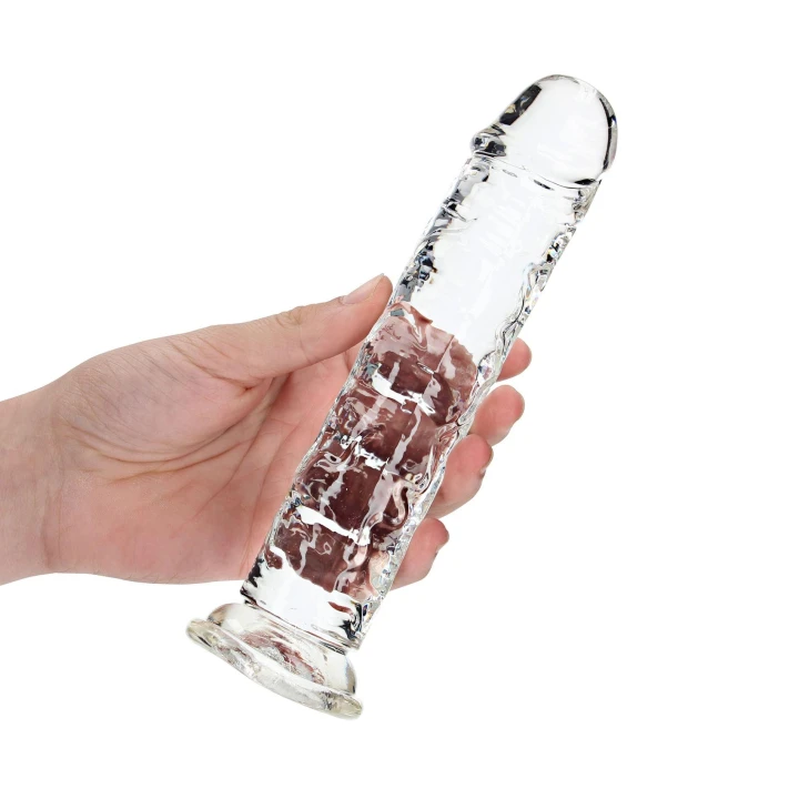 Dildo REALROCK CRYSTAL CLEAR, 8,7'' z przyssawką, wodoodporne, bez ftalanów