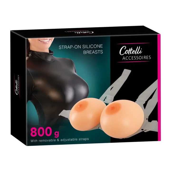 Silicone Breasts Cottelli Collection, realistyczny wygląd, regulowany uchwyt 70-90 cm