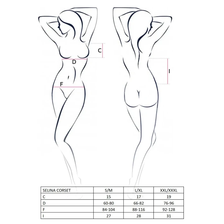 Gorset koronkowy CASMIR Selina, granatowy, L/XL, regulowane ramiączka, stringi w zestawie