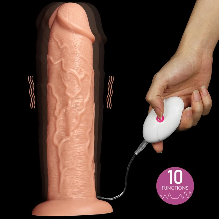 Dildo 11'' LoveToy Legendary, Realistyczny, Giętki, 10 Funkcji Wibracji