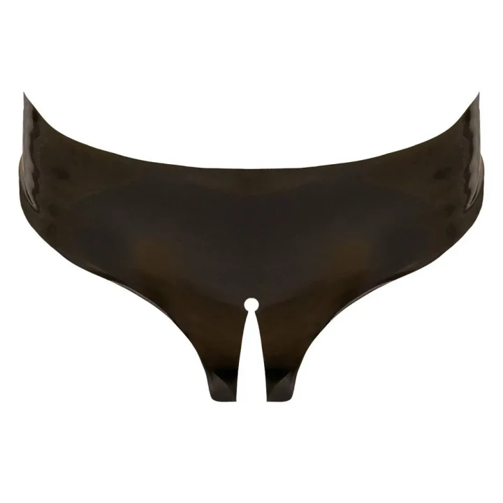 Majtki lateksowe czarne S-L, 100% lateks, otwarty krok, idealne do intymnych chwil.