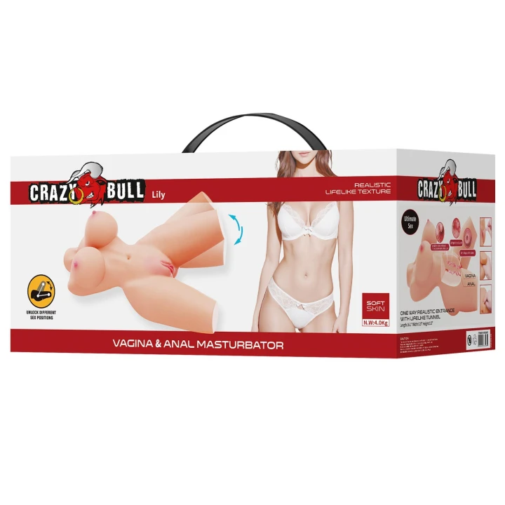 Masturbator analny i waginalny Crazy Bull, TPR, 41 cm, realistyczna tekstura