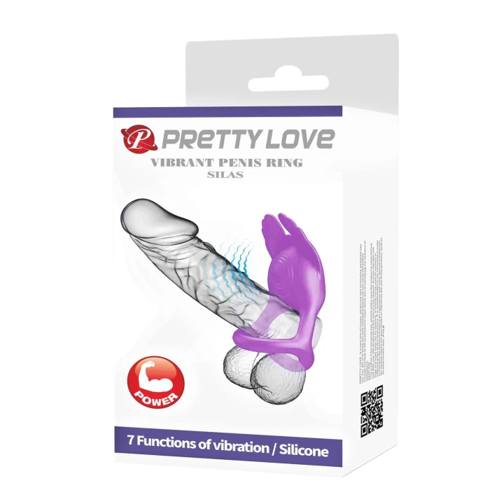 Pierścień na członka PRETTY LOVE - 7 trybów wibracji, silikon, czarny