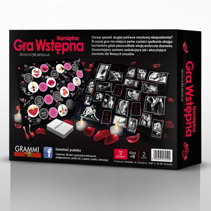 Gra erotyczna - Namiętna Gra Wstępna z 20 kartami pozycji, 2 planszami i akcesoriami
