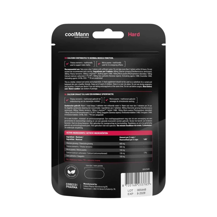 Suplement diety CoolMann HARD - 60 tabletek, wsparcie witalności mężczyzn, naturalne składniki
