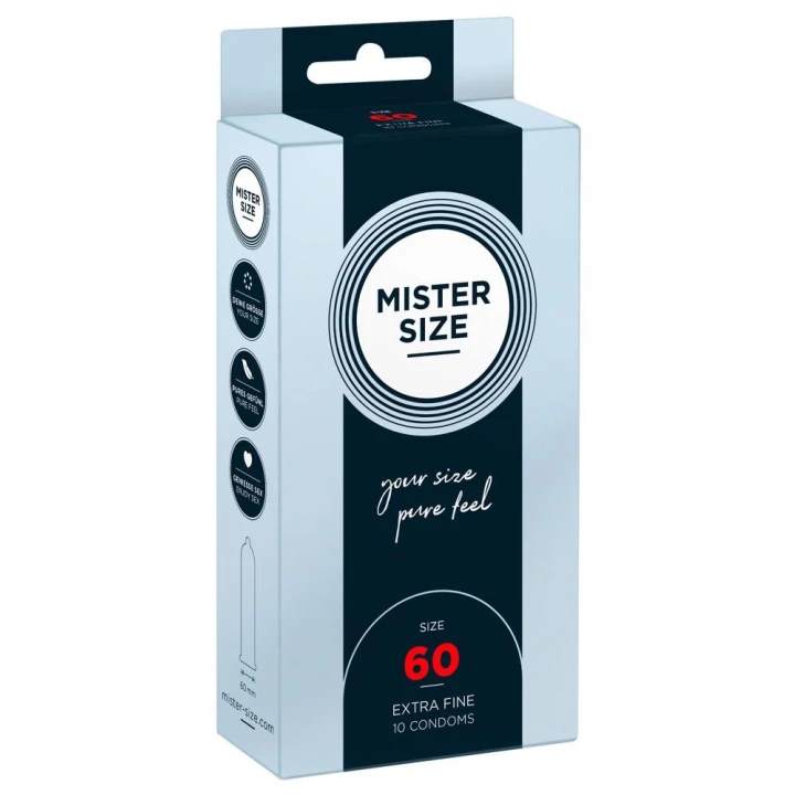 Prezerwatywy Mister Size 60 mm, lateks naturalny, przezroczyste, pack 10 szt.