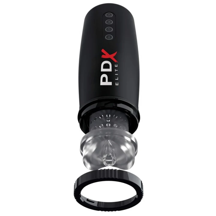 Masturbator PDX Elite Motobator 2, ciepło do ciała, 5 trybów wibracji, 3 tryby ssania