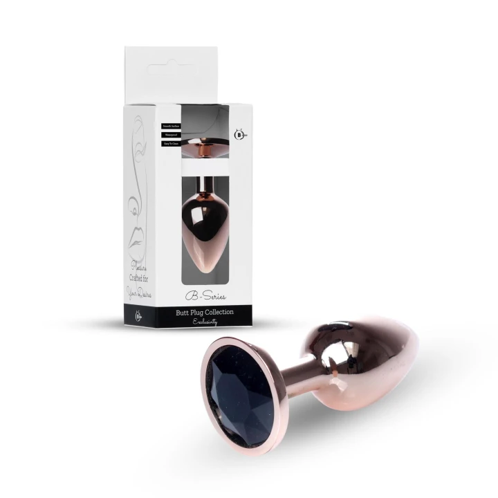 Korek analny z diamentem Plug-Jewellery, stal nierdzewna, 7 cm długości, anatomiczny kształt