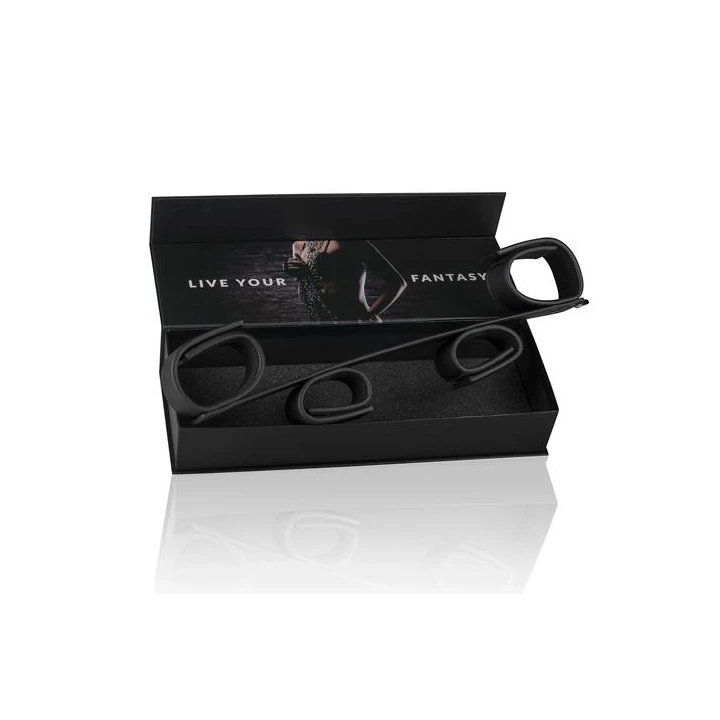 Wiązania do bondage, Ekologiczna skóra, regulowane mankiety, kolor czarny