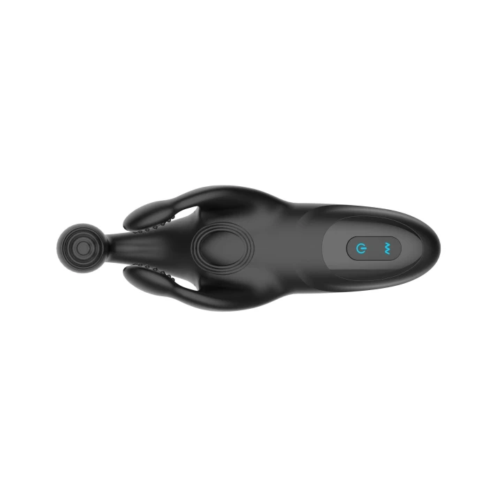 Męski wibrator, trójstronny, silikonowy, 10 poziomów wibracji i trzepotania