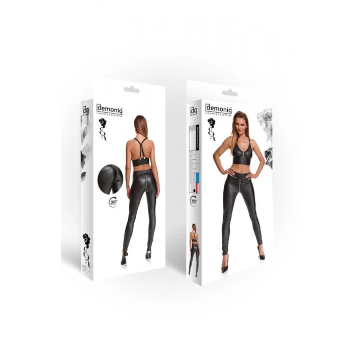Leginsy wetlook DEMONIQ Kolekcja Silver Touch z odpinanym zamkiem, czarne, XXL