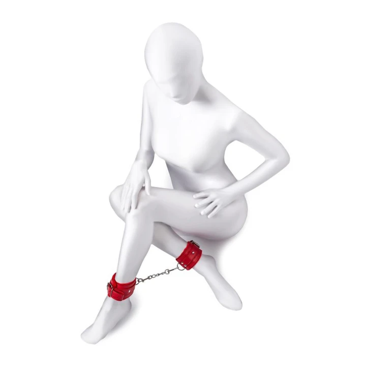 Kajdanki erotyczne Anonymo, skóra naturalna, welurowe wyściełanie, 27 cm